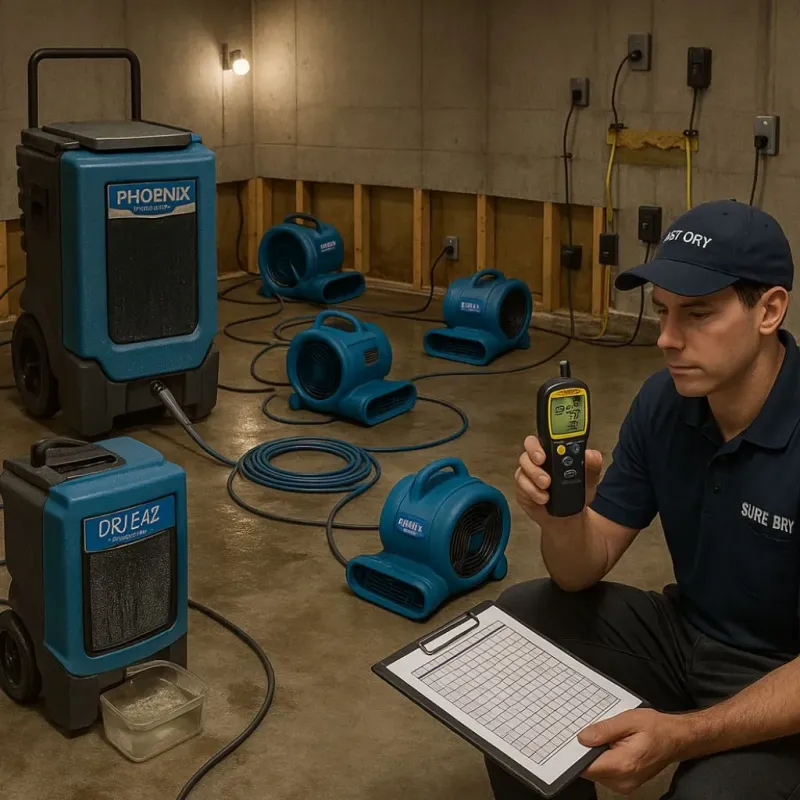 Structural Drying and Dehumidification process in Jacinto City, TX